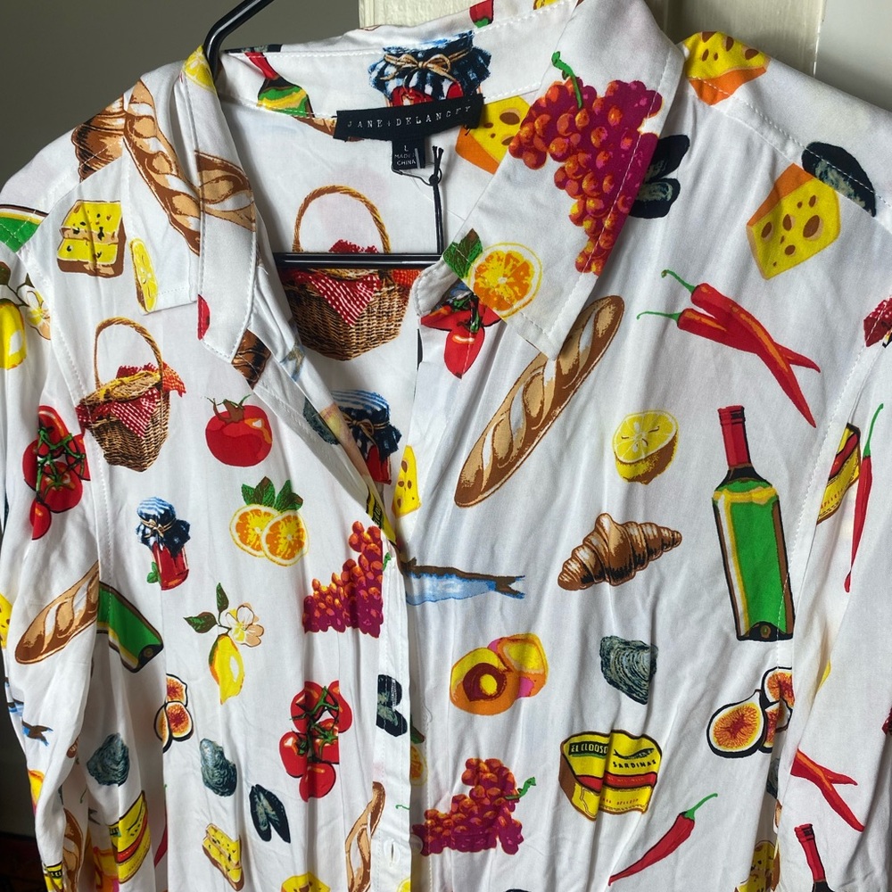 Jane Delaney Picnic/Italian Themed Button Down Shirt - Picture 3 of 4